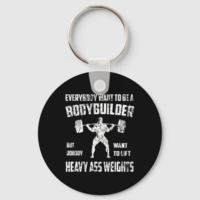 Funny Bodybuilding Shirts. Perfect Exercising Squa Key Ring (Front)