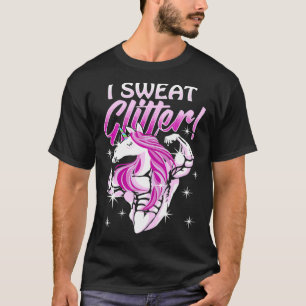 Funny Bodybuilding Sweat Glitter Unicorn Muscle T-Shirt