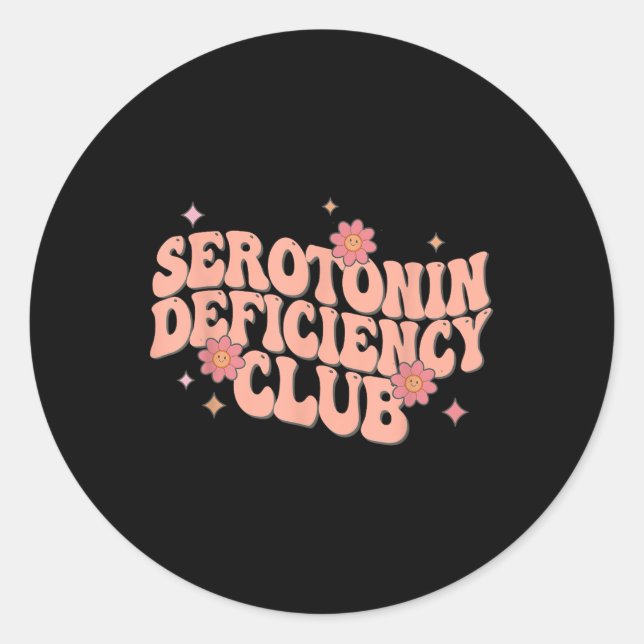 Funny Boho Depression Anxiety , Small, Black  Classic Round Sticker (Front)