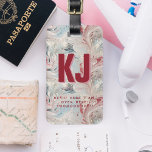 Funny Bold Personalised Monogram Luggage Tag<br><div class="desc">Modern designs featuring bold red typography on a marble background. It doesn’t get better than this colour combo. Modern and fun, stunning shades of pink and candy apple red are utterly charming and sweet! Add your contact information to the back or choose to remove. Add your custom wording to this...</div>