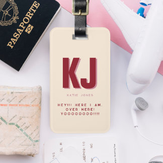 Funny Bold Personalised Monogram Luggage Tag