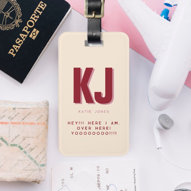 Funny Bold Personalised Monogram Luggage Tag (Creator Uploaded)