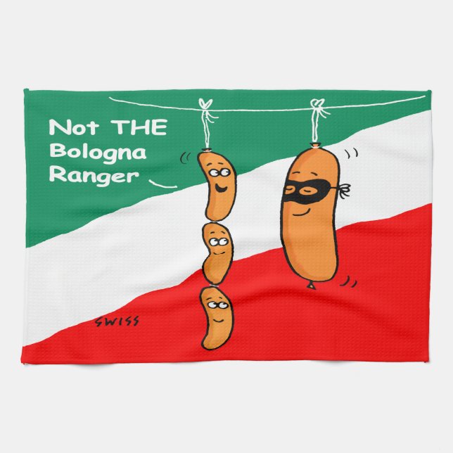 Funny Bologna and Hot Dogs BBQ Grilling  Tea Towel (Horizontal)