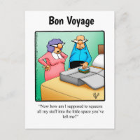 Funny Bon Voyage Humour Postcard