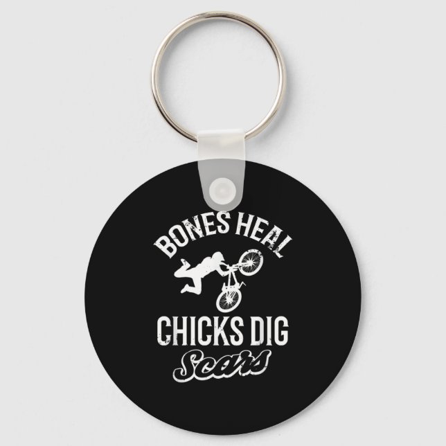 Funny Bones Heal Chicks Dig S Bmx Biking  Key Ring (Front)