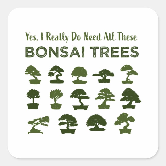 Funny Bonsai Tree Care Penjing Zen Gift Square Sticker (Front)