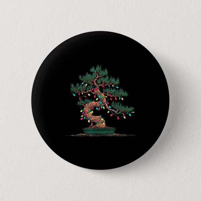 Funny Bonsai Tree Christmas Graphics Lights Lover  6 Cm Round Badge (Front)