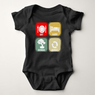 Funny Bonsai Tree Eat Sleep Repeat Baby Bodysuit