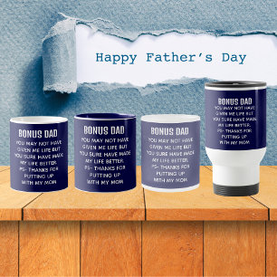 Funny Bonus Dad Appreciation Navy Blue Two-Tone Coffee Mug
