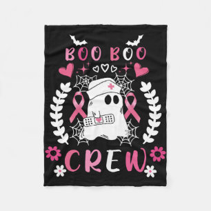 Funny Boo Crew Breast Cancer Awerness Halloween Fleece Blanket