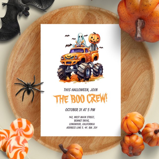 Funny Boo Crew Modern Kids Halloween Party Invitation (Creator Uploaded)