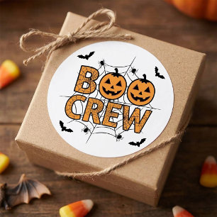 Funny Boo Crew Spooky Pumpkin Halloween Party Classic Round Sticker