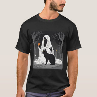 Funny Boo Ghost Black Cat Halloween Spooky 2024 T-Shirt