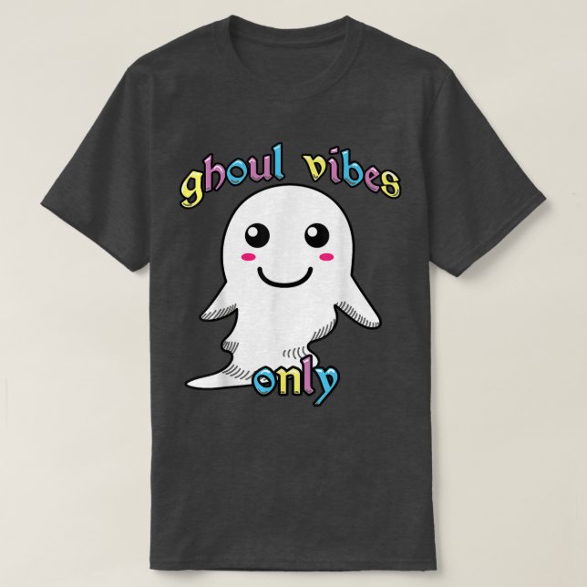 Funny Boo Ghost Ghoul Vibes Only as Halloween Gift T-Shirt (Design Front)