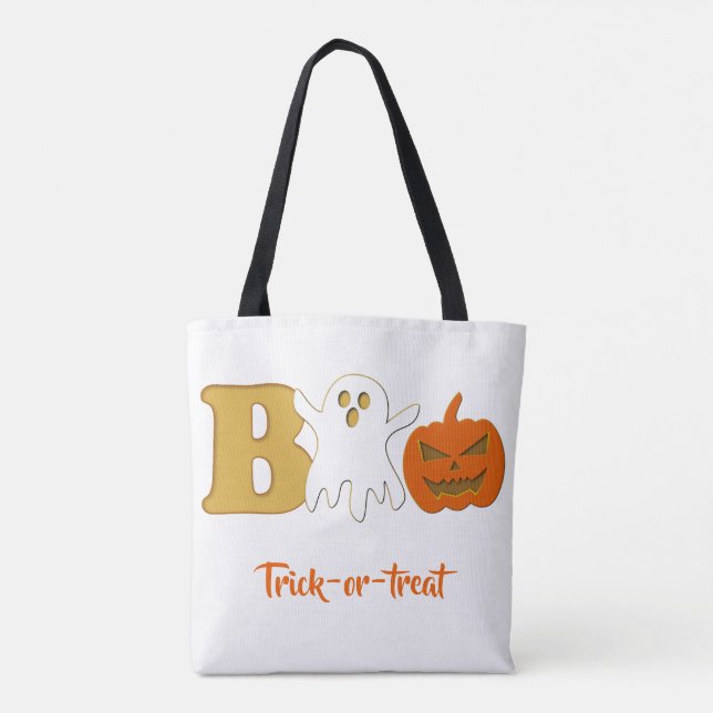 Funny Boo Halloween Shopping Tote Bag (Back)