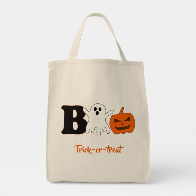 Funny Boo Halloween Tote Bag (Back)