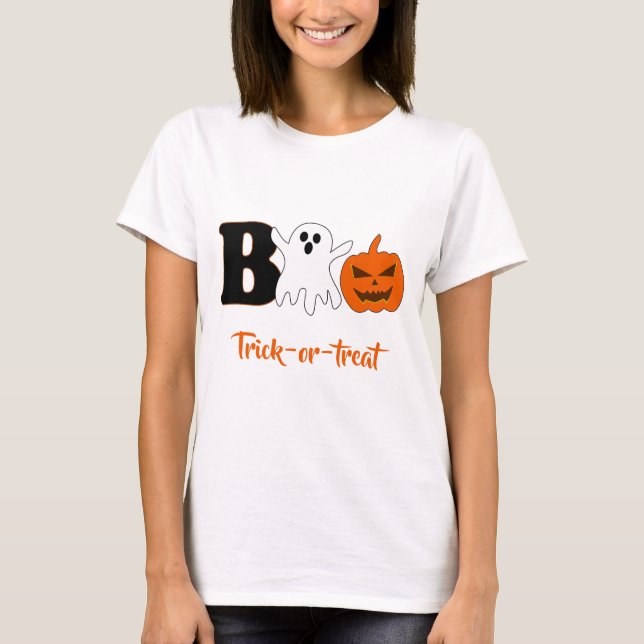 Funny Boo Halloween Women T-Shirt (Front)