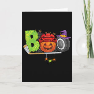 Funny Boo Pumpkin Ice Hockey Halloween Costume Men Card