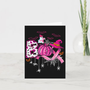 Funny Boo Pumpkin Witch Pink Ribbon Breast Cancer Card