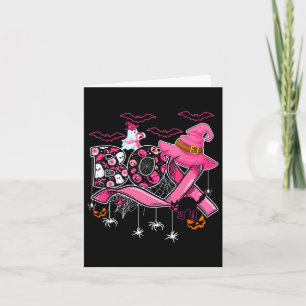 Funny Boo Pumpkin Witch Pink Ribbon Breast Cancer Card