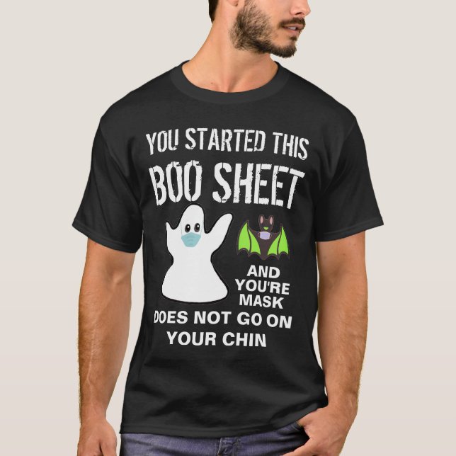Funny Boo Sheet Ghost and Bat Halloween 2020 Covid T-Shirt (Front)