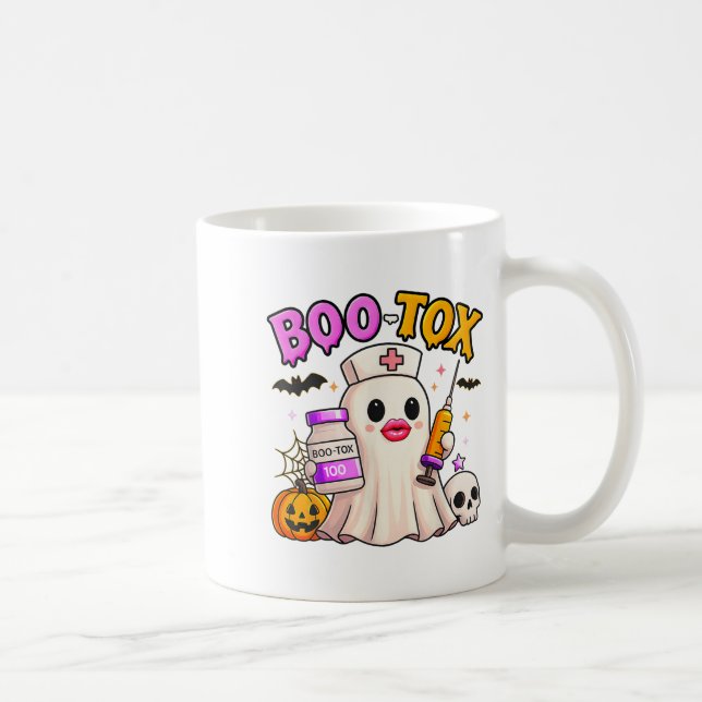 Funny Boo Tox Aesthetic Nurse Ghost Skull Pumpkin  Coffee Mug (Right)