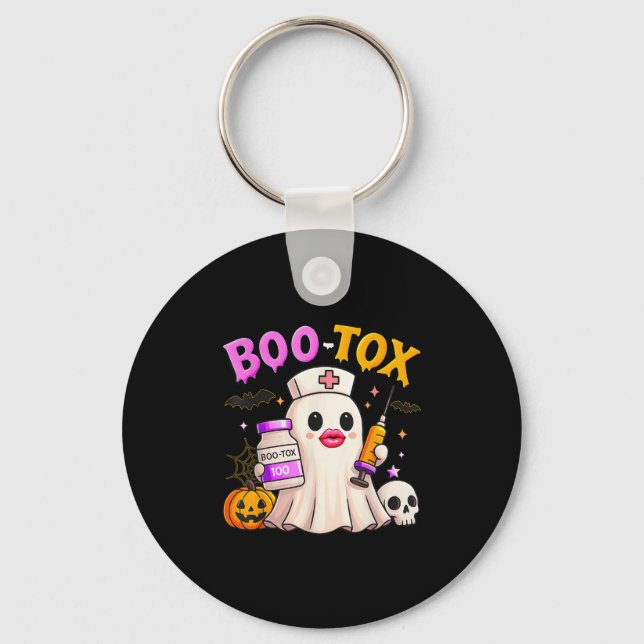 Funny Boo Tox Aesthetic Nurse Ghost Skull Pumpkin  Key Ring (Front)