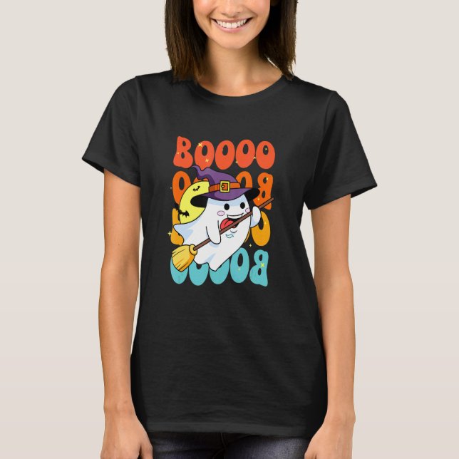 Funny Boo With Ghost And Pumpkins For Halloween Co T-Shirt (Front)