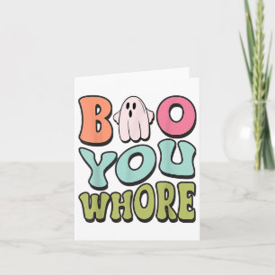Funny Boo You Funny Groovy Halloween Cute Ghost Card