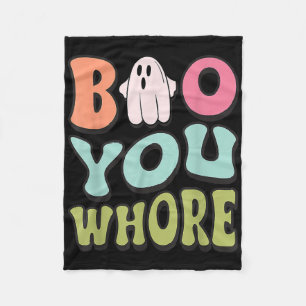 Funny Boo You Funny Groovy Halloween Cute Ghost Fleece Blanket