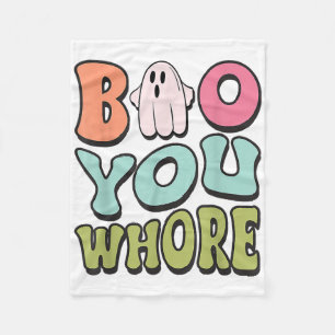 Funny Boo You Funny Groovy Halloween Cute Ghost Fleece Blanket