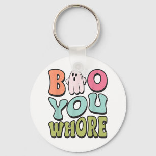Funny Boo You Funny Groovy Halloween Cute Ghost Key Ring