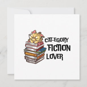 Funny Book Cat Lover Quote Cat-egory Fiction Lover Holiday Card