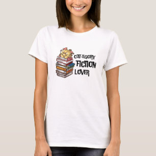 Funny Book Cat Lover Quote Cat-egory Fiction Lover T-Shirt