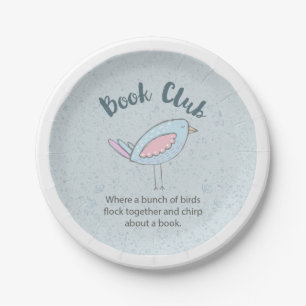 Funny Book Club Group Meeting Modern Bird Paper Plate