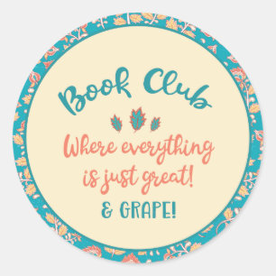 Funny Book Club Wine Drinker Classic Round Sticker