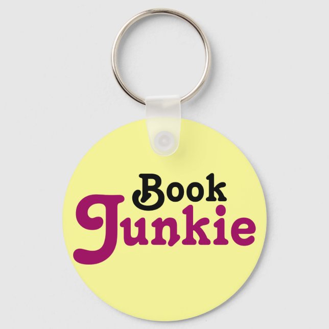 Funny Book Junkie Reading Gift Key Ring (Front)