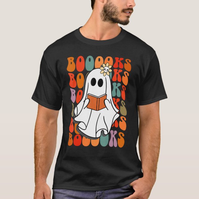 Funny Book Lover Booooks Are Scarier Than You Thin T-Shirt (Front)