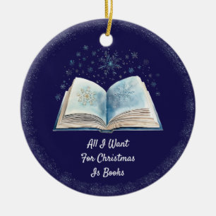 Funny Book Lover Ceramic Ornament