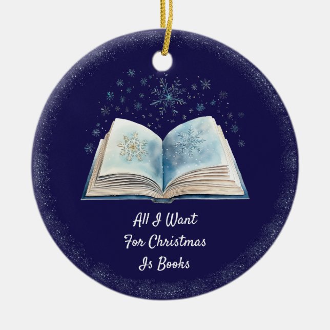 Funny Book Lover Ceramic Ornament (Front)