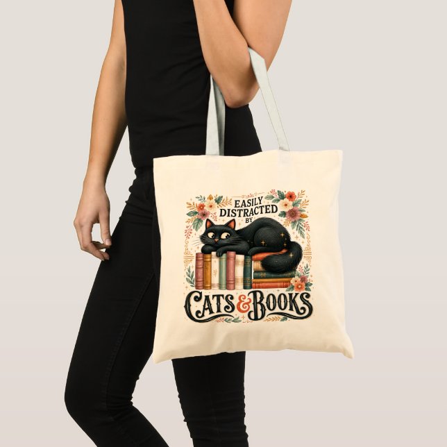 Funny Book Lover Gift, Cat Lover  Tote Bag (Front (Product))