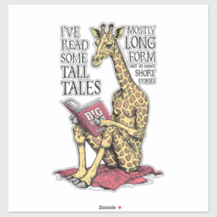 Funny Book Lover Giraffe Long Form Tall Tales Read