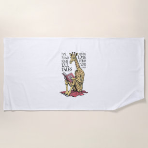 Funny Book Lover Giraffe Long Form Tall Tales Read Beach Towel