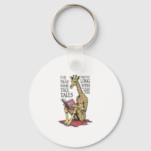 Funny Book Lover Giraffe Long Form Tall Tales Read Key Ring