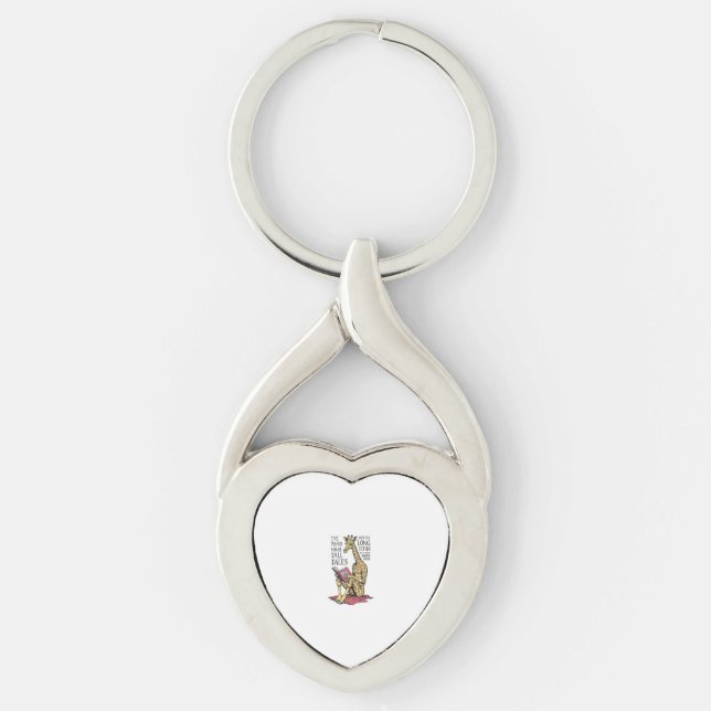 Funny Book Lover Giraffe Long Form Tall Tales Read Key Ring (Front)