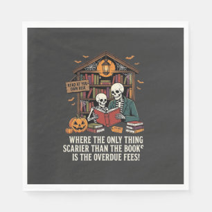 Funny Book Lover Halloween Skeleton Library Design Napkin