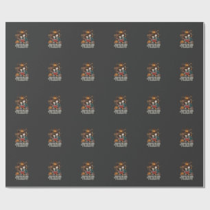 Funny Book Lover Halloween Skeleton Library Design Wrapping Paper