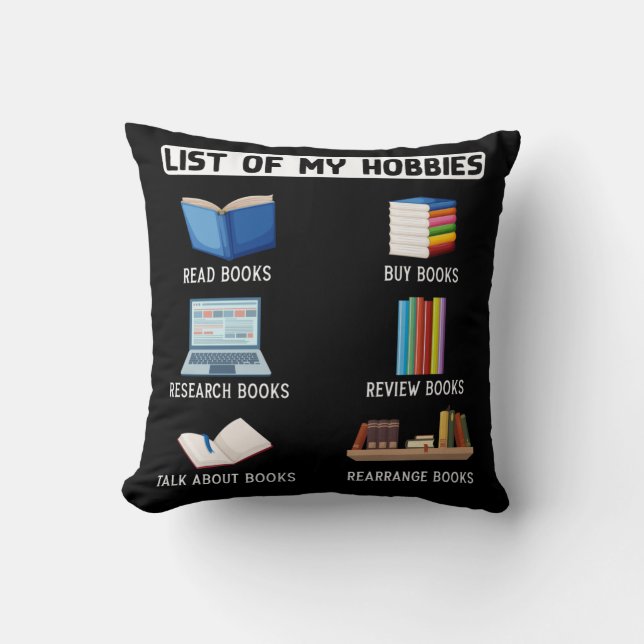 Funny Book Lover Humour Bookworm Reading Cushion (Front)