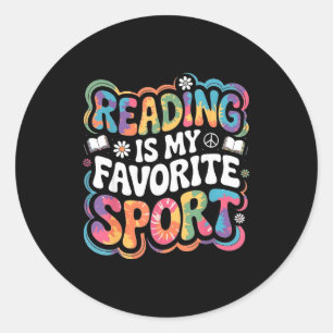 Funny book lover tie dye groovy reading is favorit classic round sticker