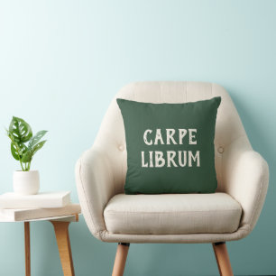 Funny Book Lover's Carpe Librum Saying Cushion